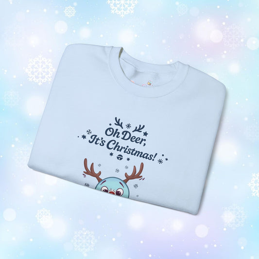 Moji Friend Verdriet Reindeer Sweater – Pastel Kawaii Christmas Crewneck | Cozy Winter Pullover