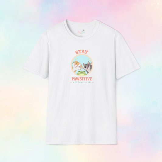 Stay Pawsitive – Soft Hearts Club T-shirt