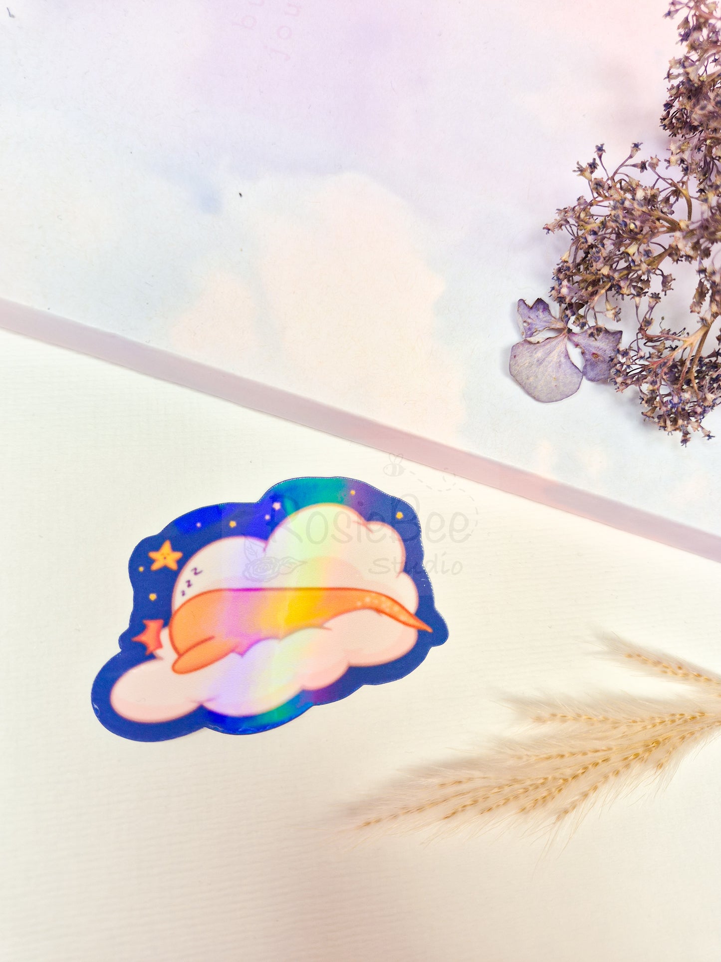 Courage Moji Friend Keep On Dreaming Die-Cut Sticker | Kawaii Cloud Star Vinyl Sticker Moji Friends Design | Cute Pastel Planner Sticker