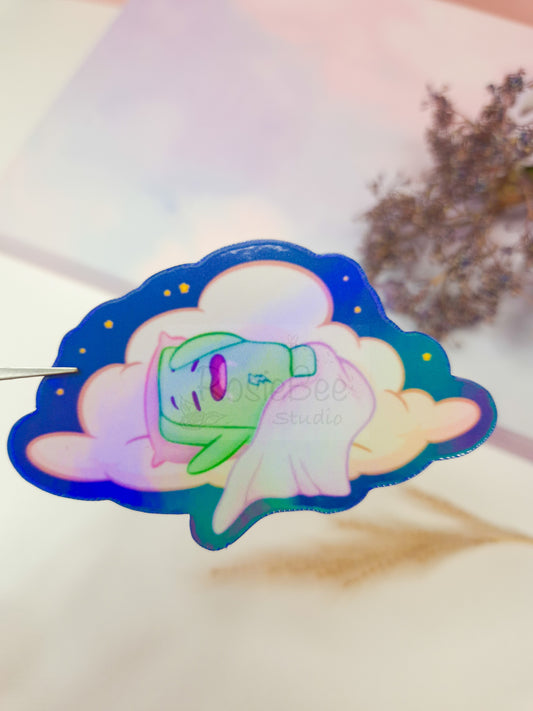 Angry Moji Friend Keep On Dreaming Die-Cut Sticker | Kawaii Dreamy Vinyl Sticker Moji Friends Design | Cute Pastel Planner Sticker