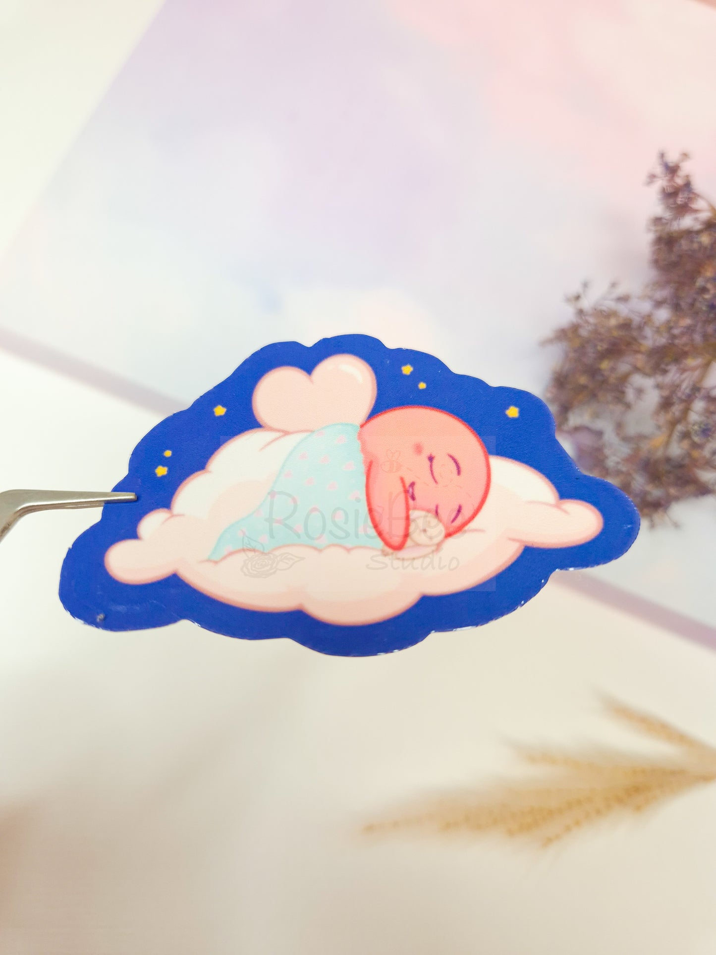Love Moji Friend Keep On Dreaming Die-Cut Sticker | Kawaii Cloud Bunny Vinyl Sticker Moji Friends Design | Cute Pastel Planner Sticker