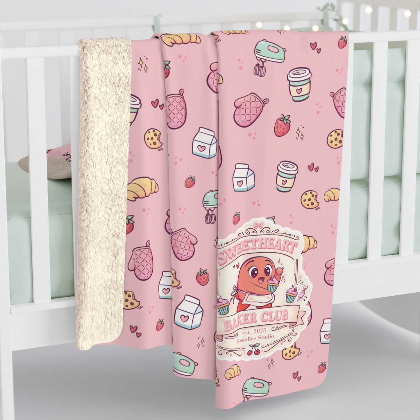 Sweetheart Bakery Doodle Club Deken – Moji Friends Liefde | Cosy Café Fleece Deken