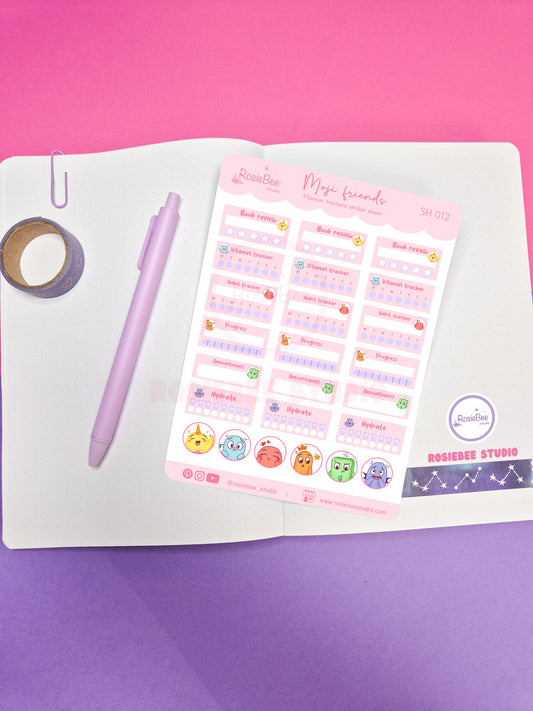 Planner tracker stickers – pastel mint, lila & roze – daily habit tracker – RosieBeeStudio | SH012