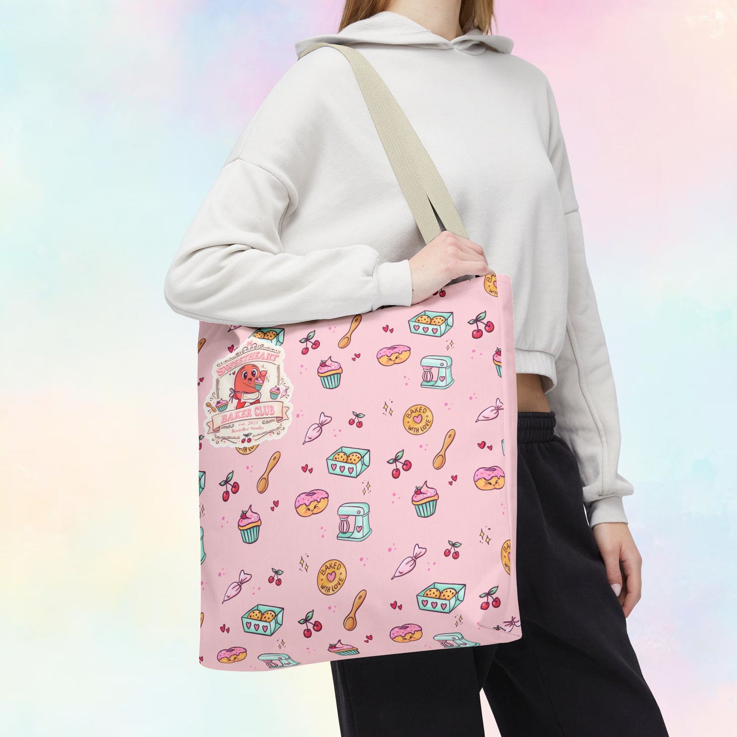 Sweetheart Baker Club – Cosy Café Pattern Tote Bag | Moji Friends