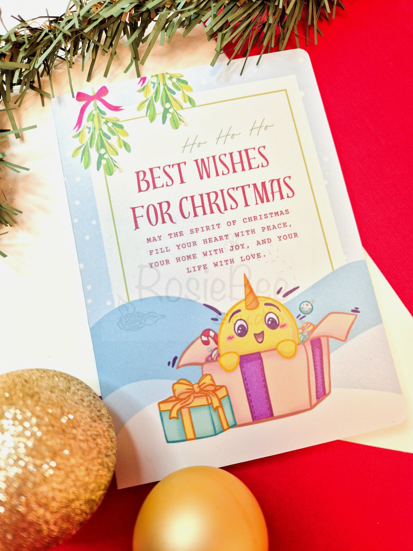 "Best Wishes For Christmas" Greeting Card - Moji Friends Christmas Collection | Festive Kawaii Christmas Decor | CC002