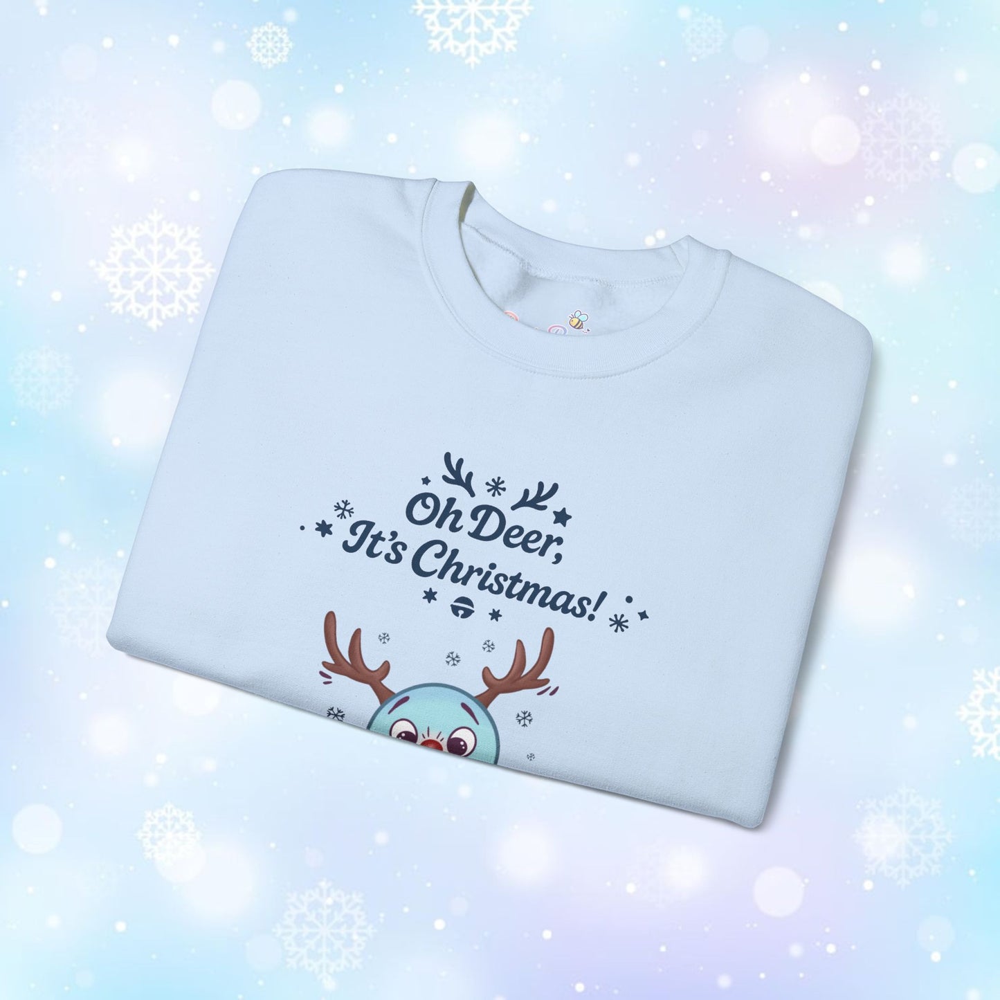 Moji Friend Verdriet Reindeer Sweater – Pastel Kawaii Christmas Crewneck | Cozy Winter Pullover
