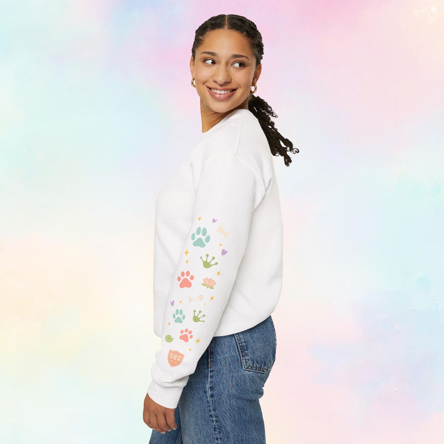 Stay Pawsitive Sweater – Kawaii Pastel Trui • Cute Cat, Dog & Frog • Cozy Unisex
