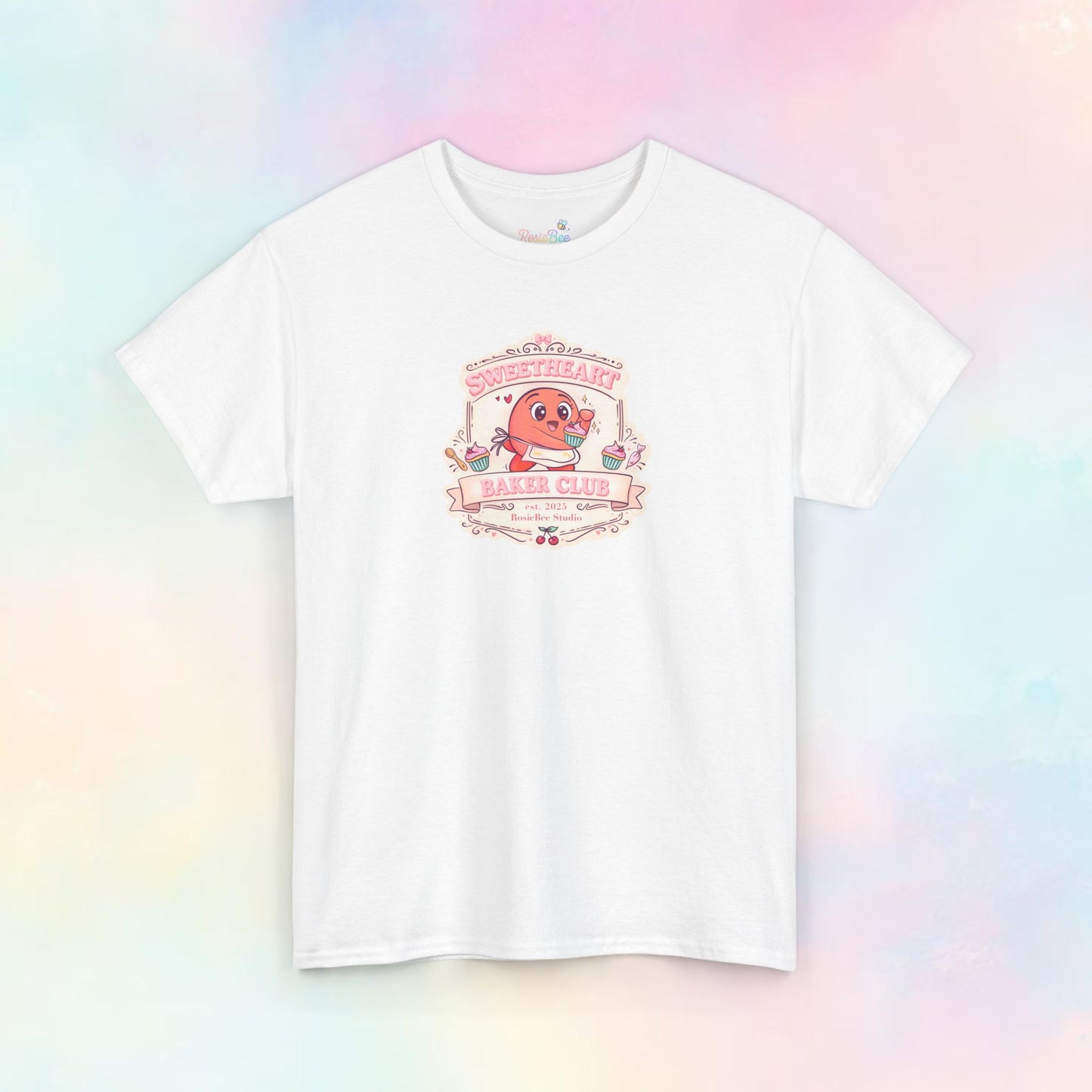 Sweetheart Baker Club T-shirt – Moji Friend Liefde | Cosy Café kawaii shirt