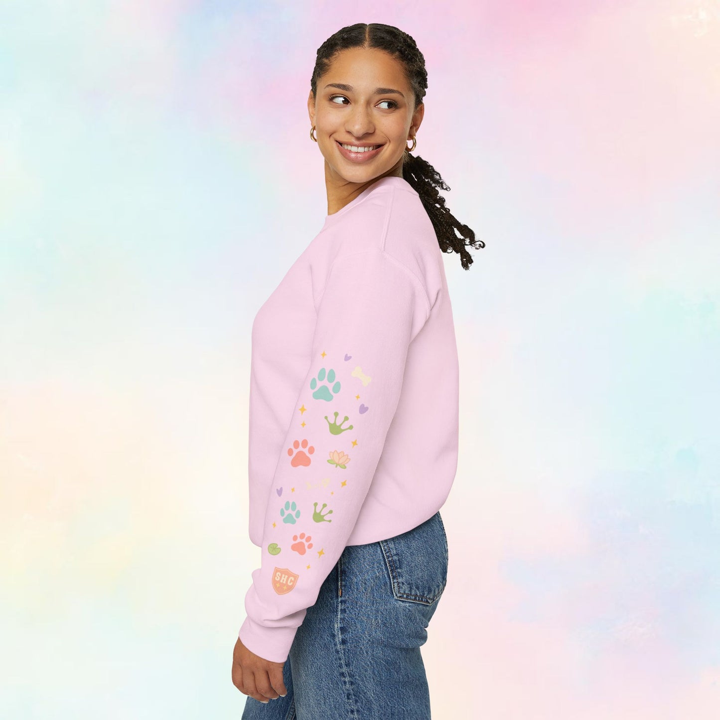Stay Pawsitive Sweater – Kawaii Pastel Trui • Cute Cat, Dog & Frog • Cozy Unisex