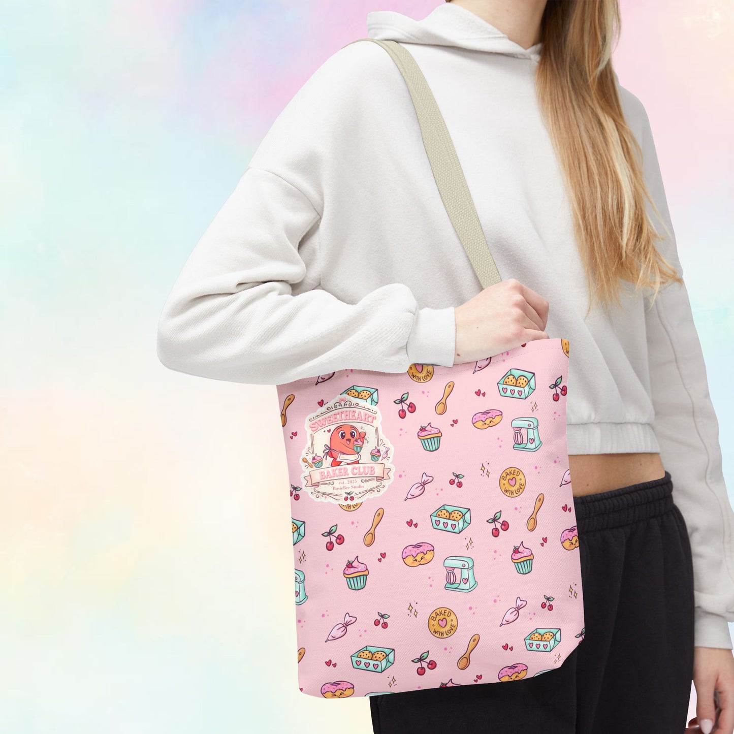 Sweetheart Baker Club – Cosy Café Pattern Tote Bag | Moji Friends