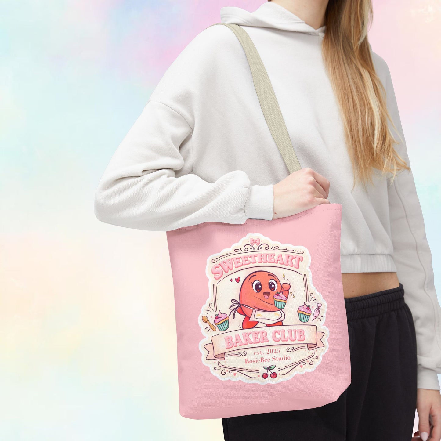 Sweetheart Baker Club Tote Bag – Moji Friends Cosy Café | RosieBee Studio