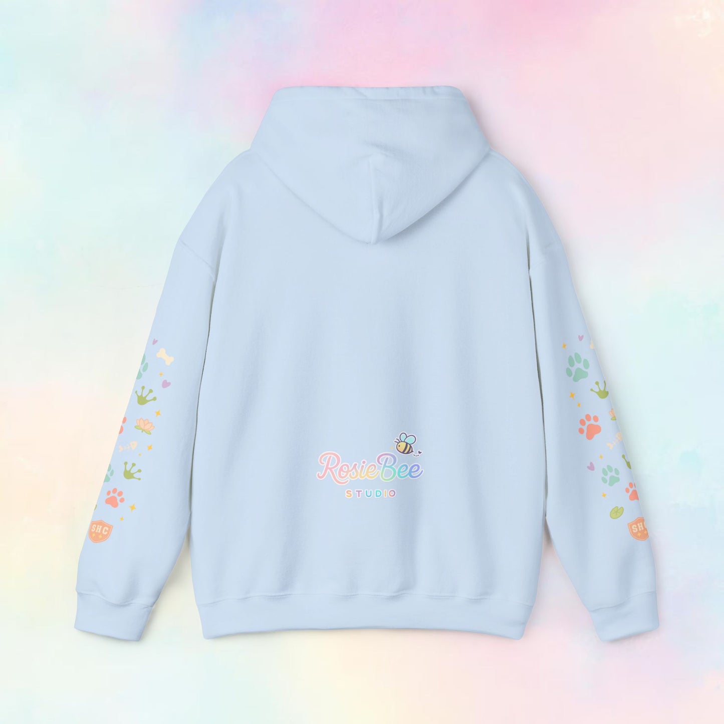 Stay Pawsitive Hoodie – Kawaii Pastel Hoodie met Cute Cat, Frog & Dog Paw Prints | Cozy Unisex Hoodie