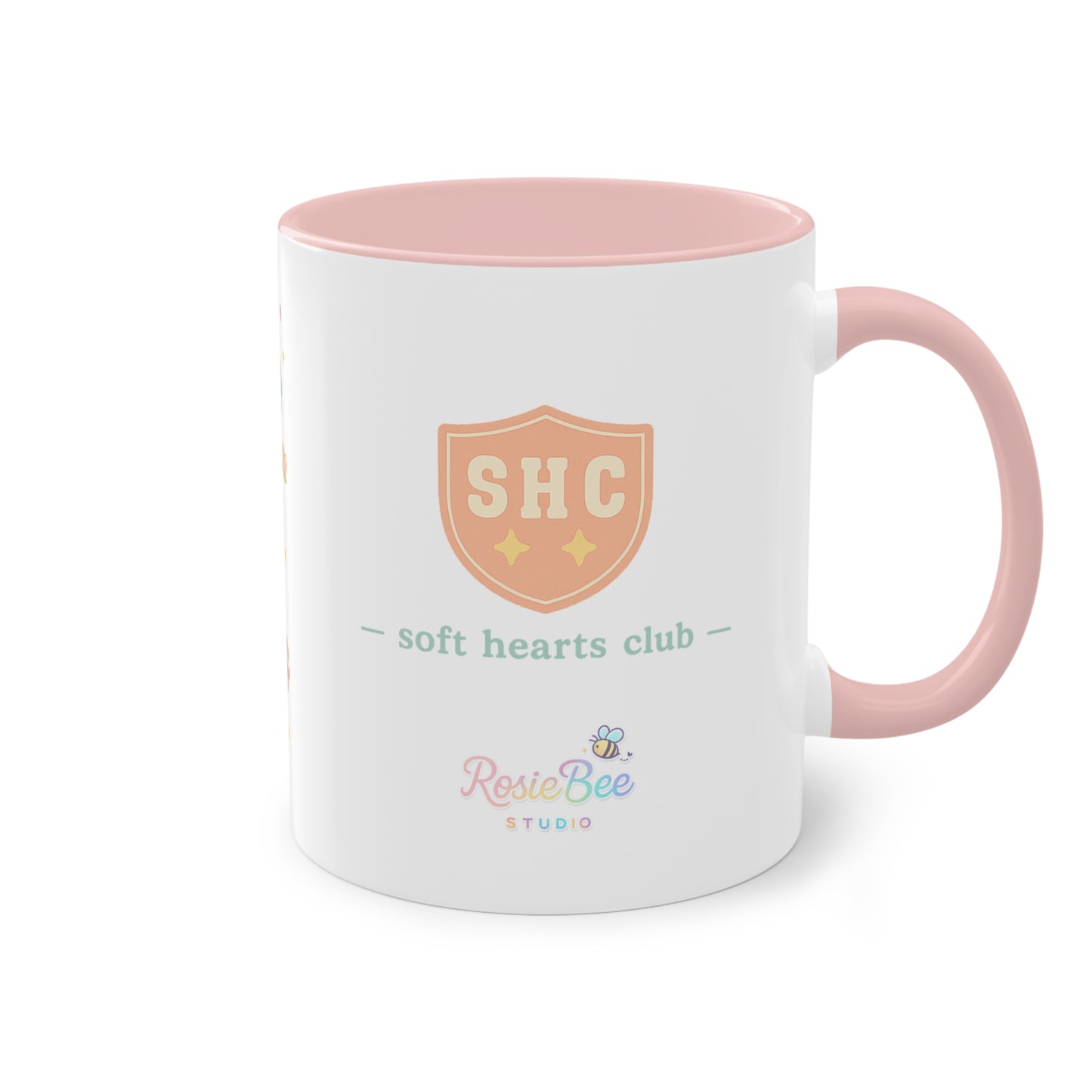 Stay Pawsitive Mok – Kawaii Cat & Frog Mug | Soft Hearts Club | Pastel Cute Mug 11oz | RosieBee Studio