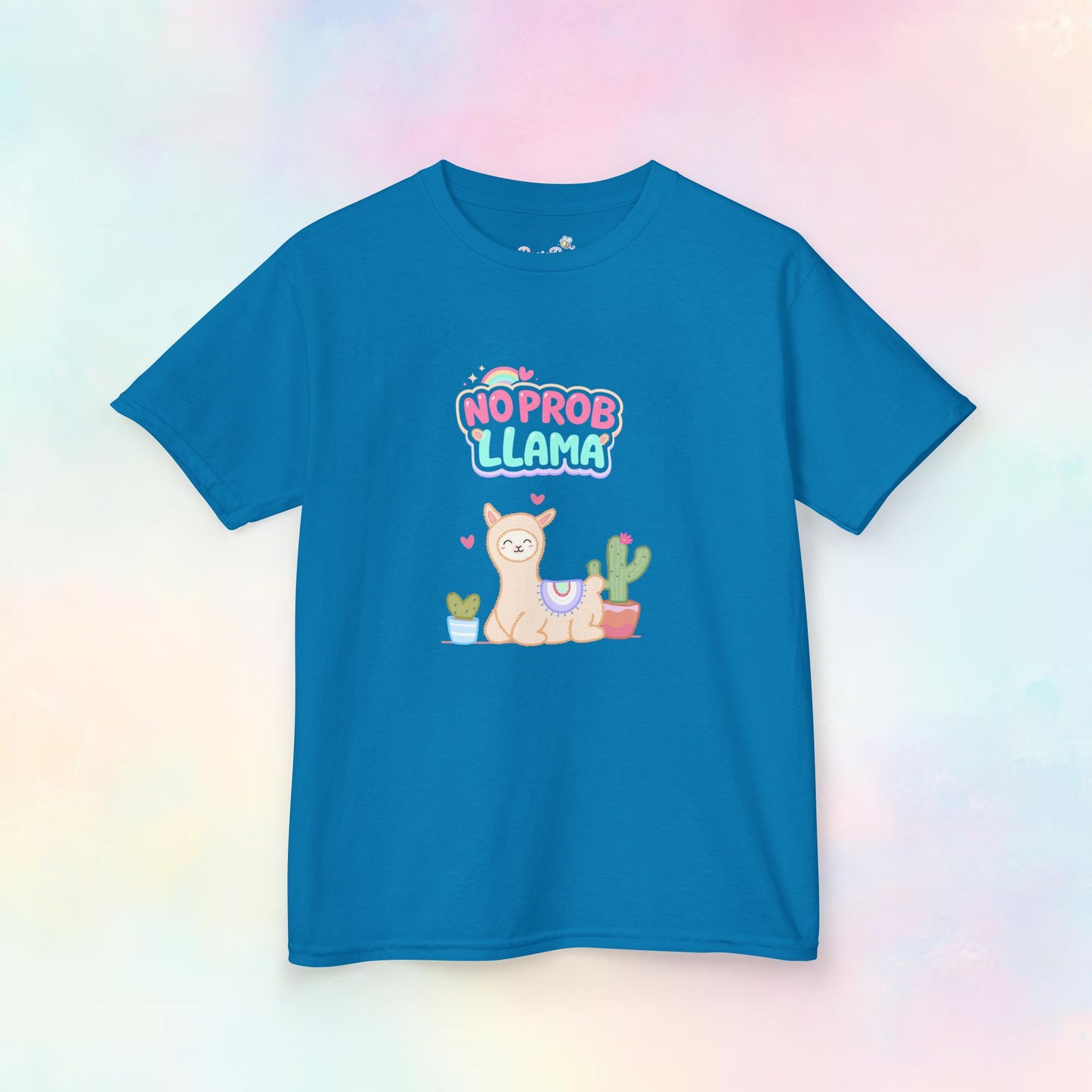 No Probllama Kinder T-shirt | Vrolijk Lama Shirt in Pastelkleuren