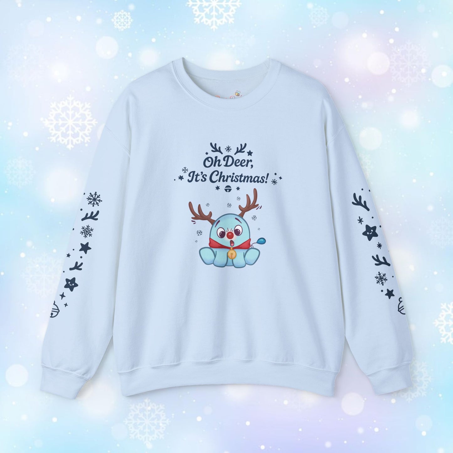 Moji Friend Verdriet Reindeer Sweater – Pastel Kawaii Christmas Crewneck | Cozy Winter Pullover