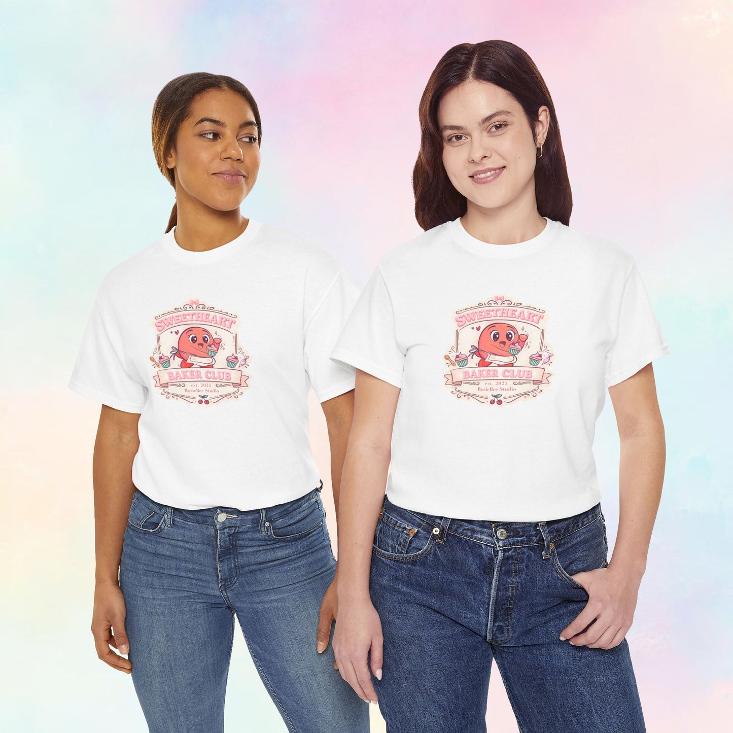 Sweetheart Baker Club T-shirt – Moji Friend Liefde | Cosy Café kawaii shirt