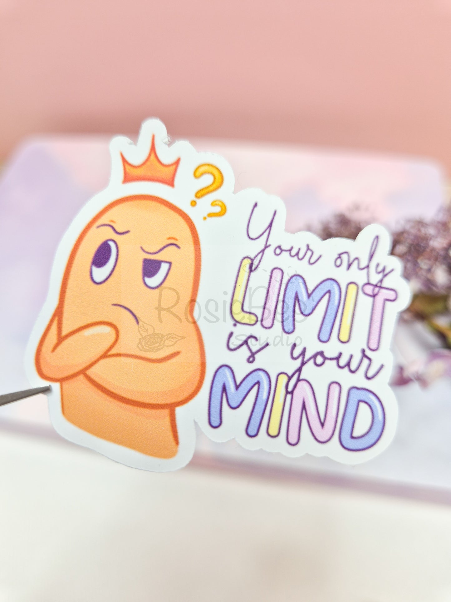 Courage Moji Friend | 'Your Only Limit Is Your Mind' Die-Cut Sticker | Motivating Quote Vinyl Sticker Moji Friends Design | Kawaii Pastel Planner Stickers