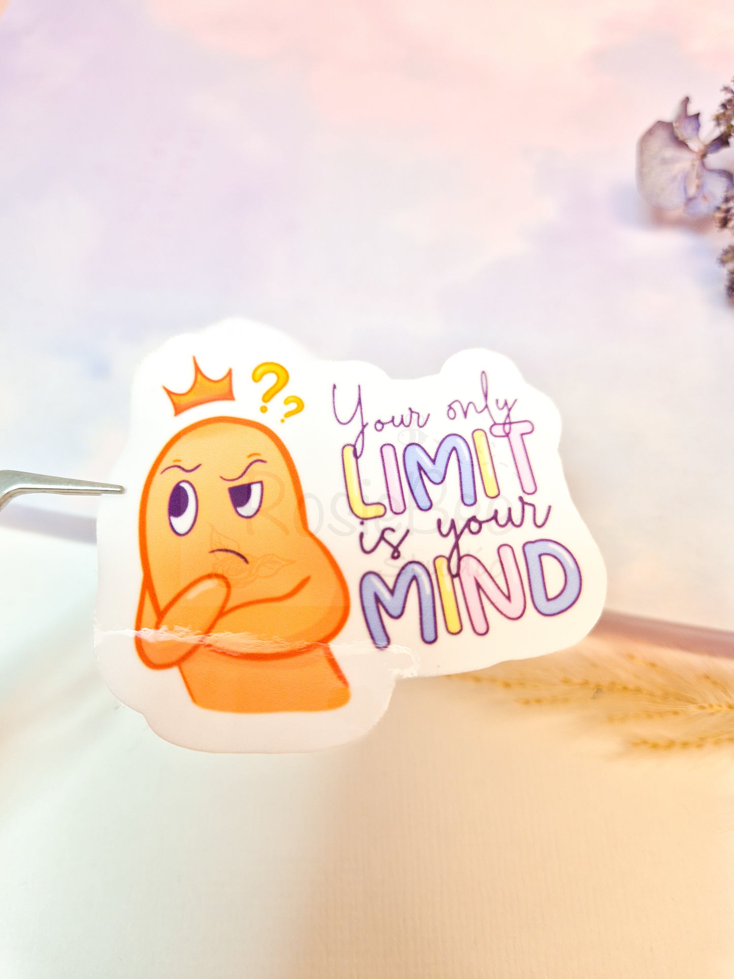 Courage Moji Friend | 'Your Only Limit Is Your Mind' Die-Cut Sticker | Motivating Quote Vinyl Sticker Moji Friends Design | Kawaii Pastel Planner Stickers