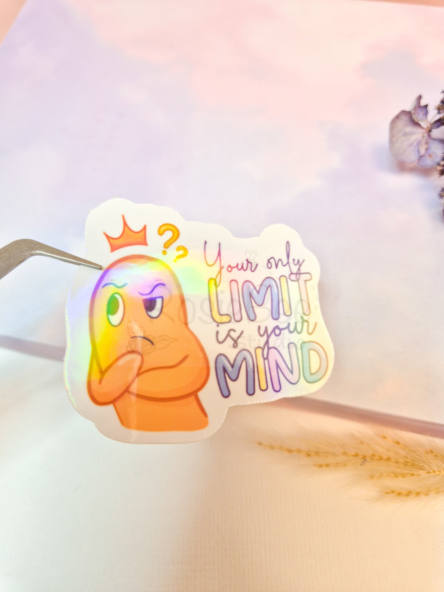 Courage Moji Friend | 'Your Only Limit Is Your Mind' Die-Cut Sticker | Motivating Quote Vinyl Sticker Moji Friends Design | Kawaii Pastel Planner Stickers