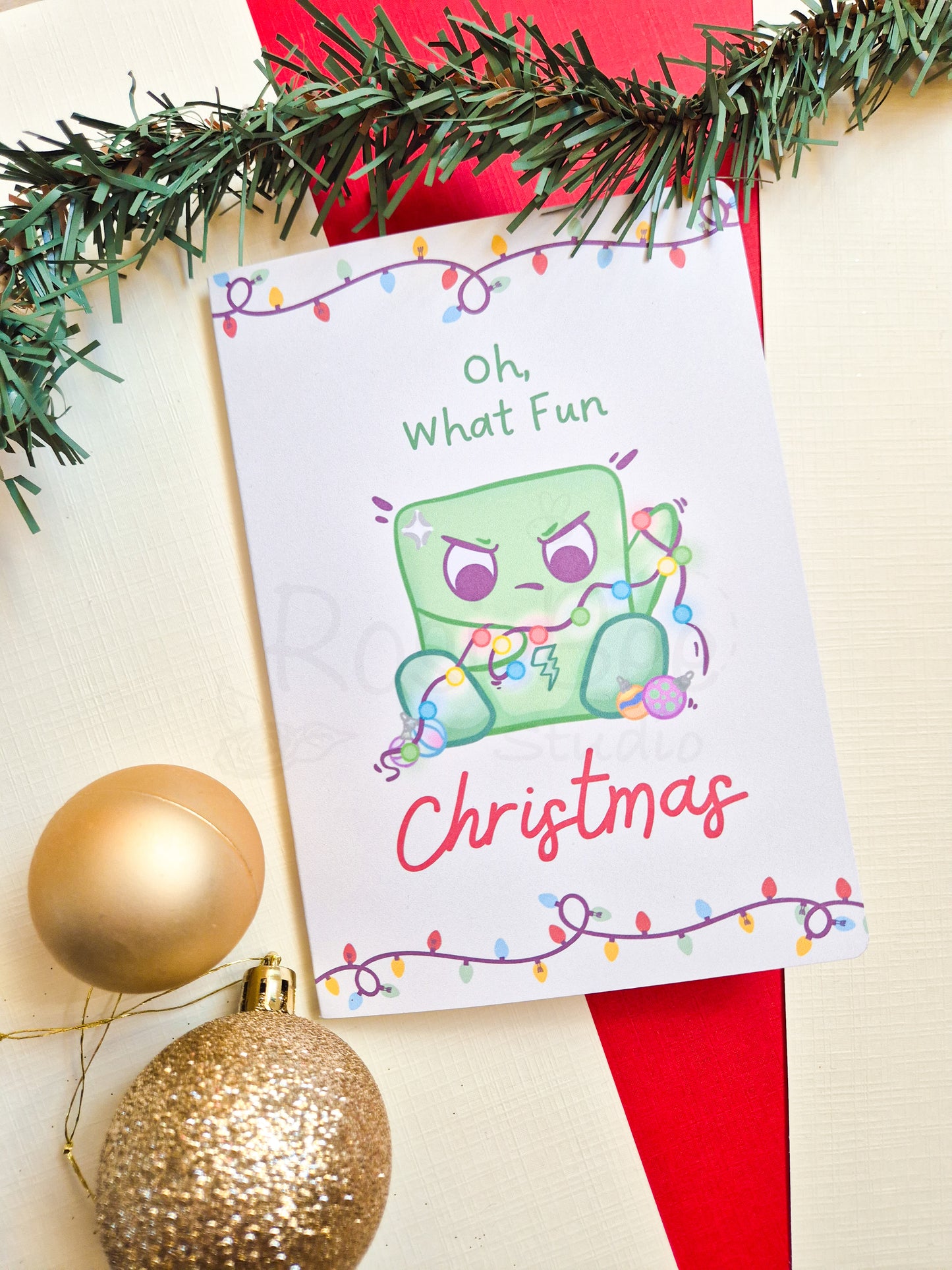 "Oh, What Fun ~ Cristmas" Greeting Card - Moji Friends Christmas Collection | Festive Kawaii Christmas Decor | CC001