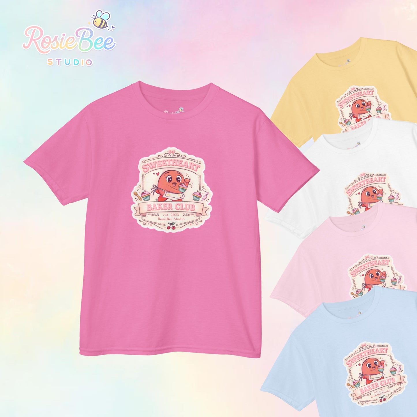 Sweetheart Baker Club Kinder T-shirt – Moji Friends Liefde | Cosy Café Kawaii Kids Tee