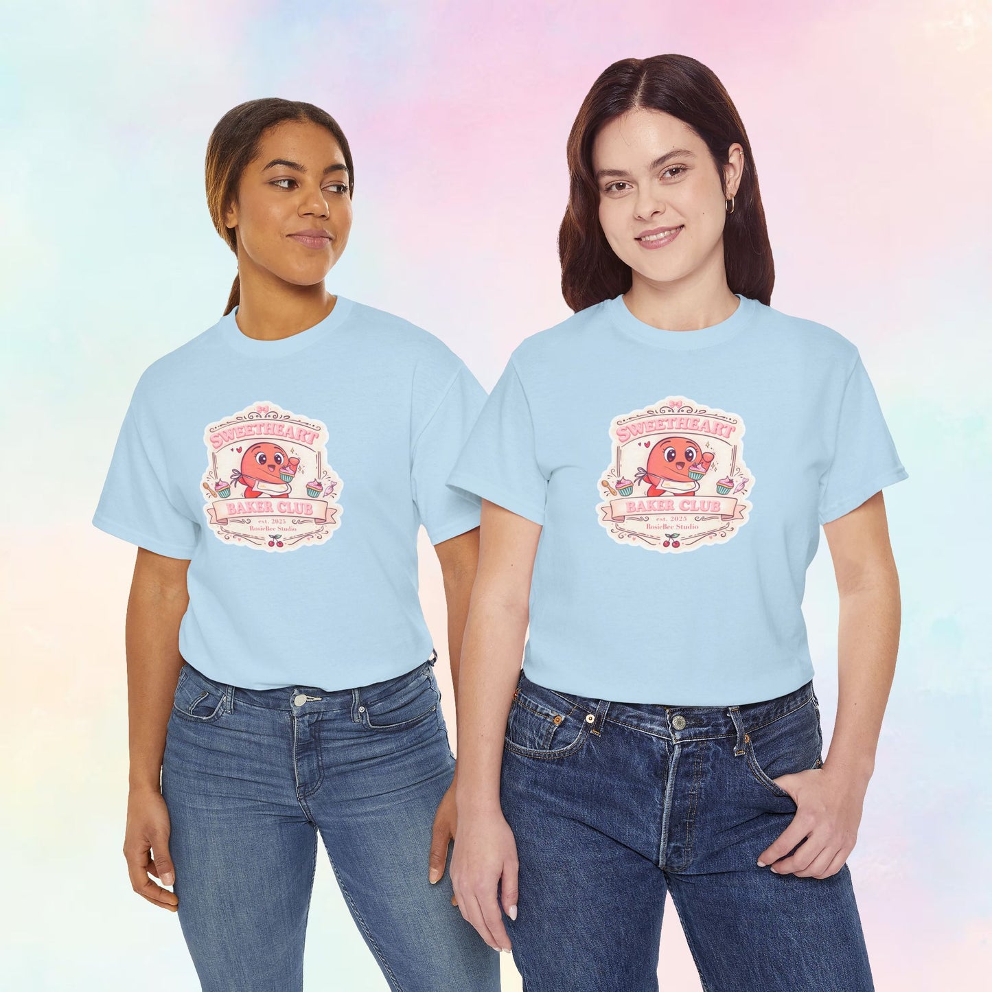 Sweetheart Baker Club T-shirt – Moji Friend Liefde | Cosy Café kawaii shirt