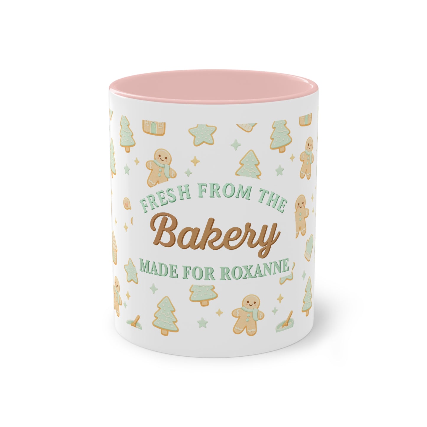 Fresh From the Bakery™ – Gepersonaliseerde Kerst Mok | Gingerbread & Pastel Holiday Mug