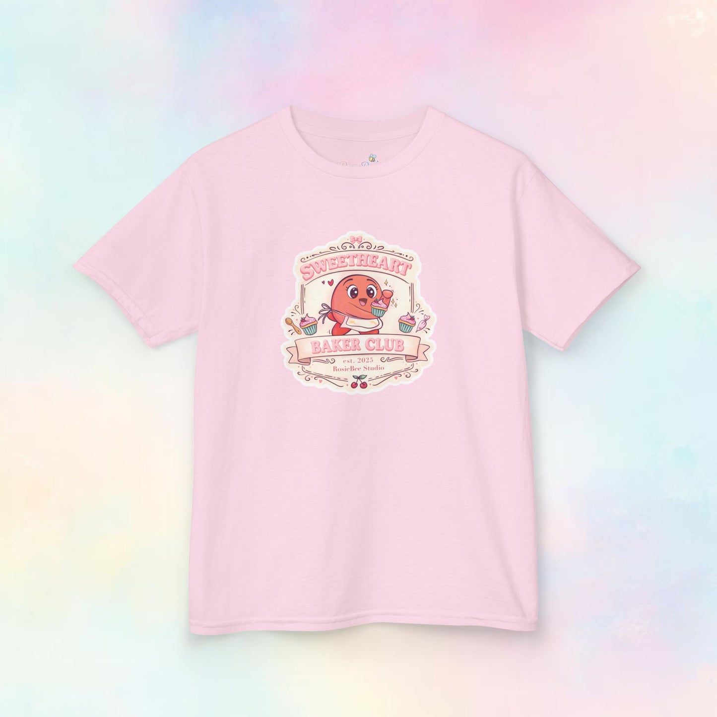 Sweetheart Baker Club Kinder T-shirt – Moji Friends Liefde | Cosy Café Kawaii Kids Tee