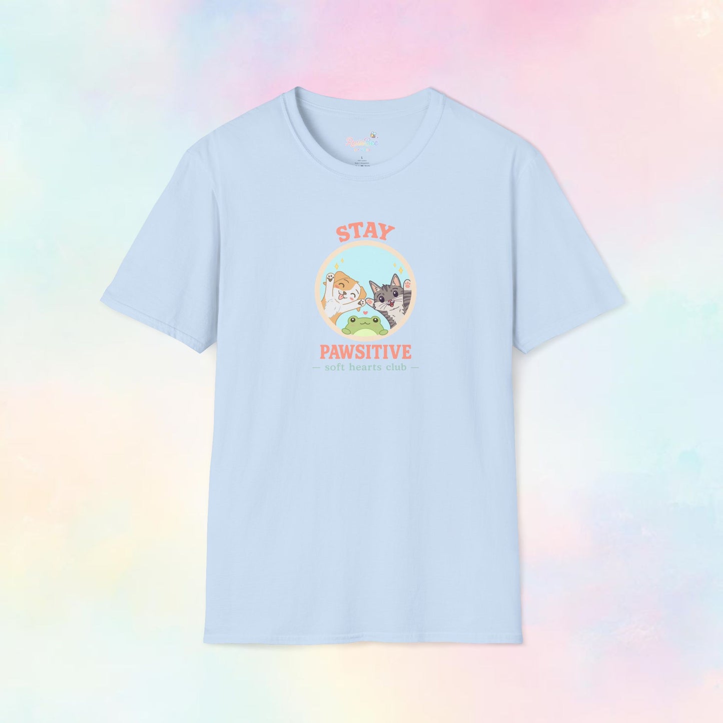 Stay Pawsitive – Soft Hearts Club T-shirt