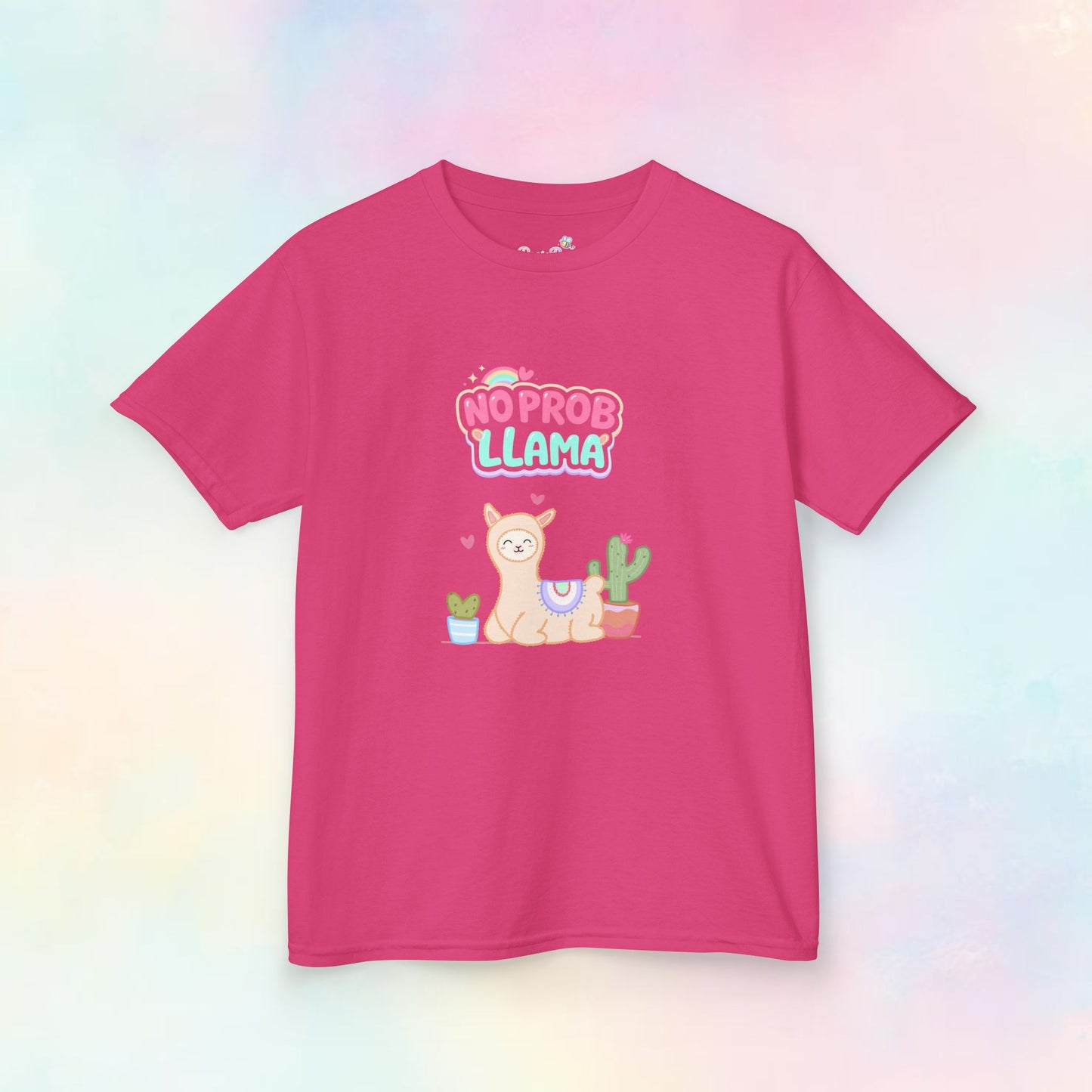 No Probllama Kinder T-shirt | Vrolijk Lama Shirt in Pastelkleuren