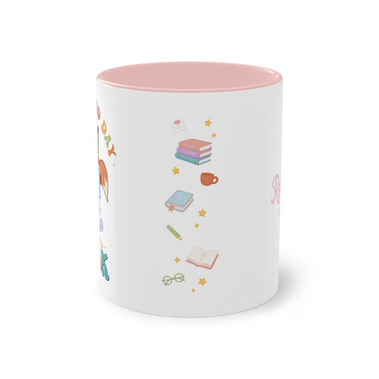 Pastel Vossen Mok – It’s a Good Day to Read a Book | Schattige Two-Tone Roze Koffiemok