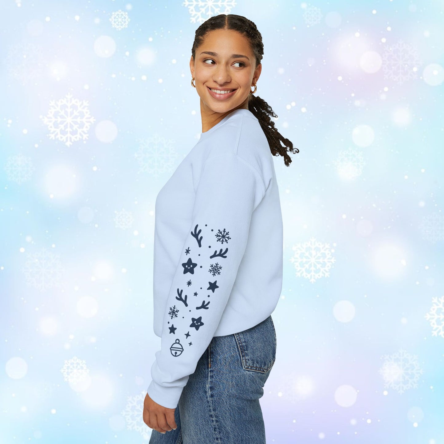 Moji Friend Verdriet Reindeer Sweater – Pastel Kawaii Christmas Crewneck | Cozy Winter Pullover