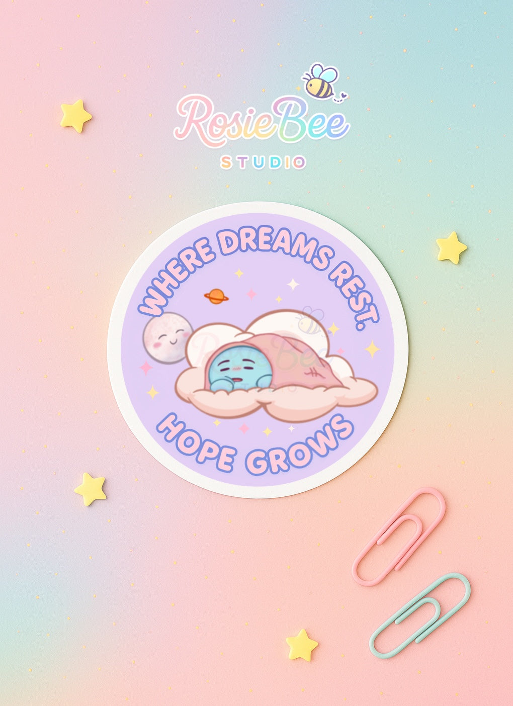 Moji Friend Verdriet Vinyl Sticker – Where Dreams Rest Hope Grows