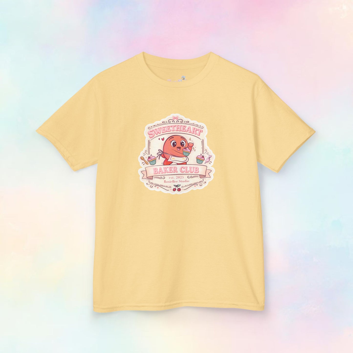 Sweetheart Baker Club Kinder T-shirt – Moji Friends Liefde | Cosy Café Kawaii Kids Tee