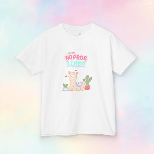 No Probllama Kinder T-shirt | Vrolijk Lama Shirt in Pastelkleuren