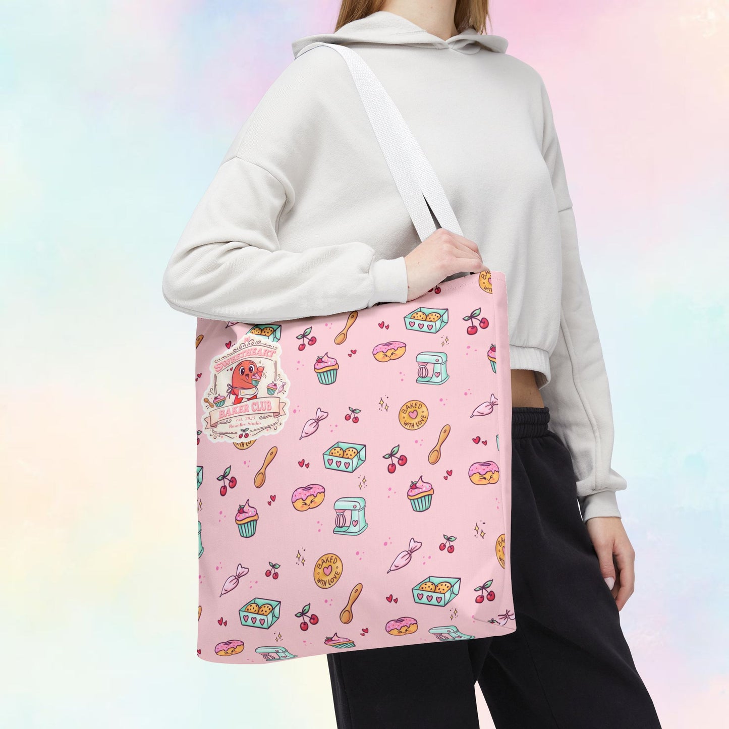Sweetheart Baker Club – Cosy Café Pattern Tote Bag | Moji Friends