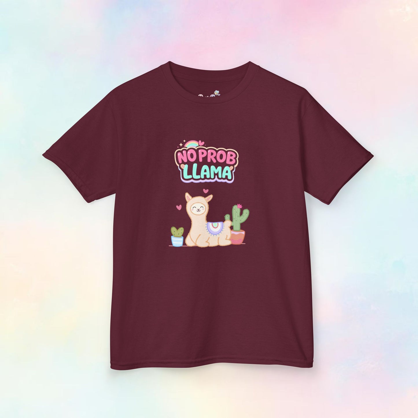 No Probllama Kinder T-shirt | Vrolijk Lama Shirt in Pastelkleuren