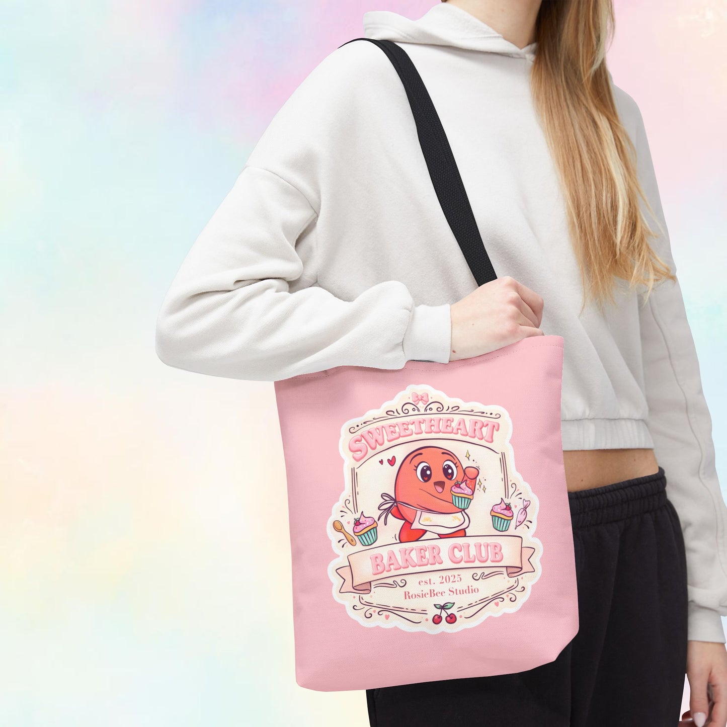 Sweetheart Baker Club Tote Bag – Moji Friends Cosy Café | RosieBee Studio