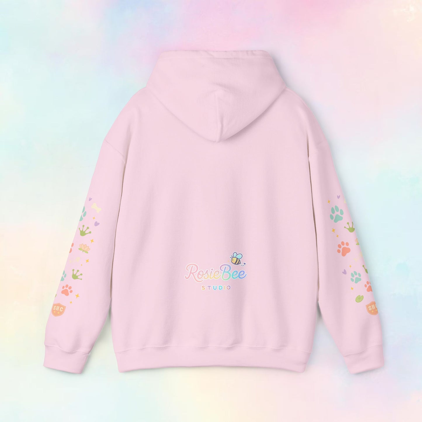 Stay Pawsitive Hoodie – Kawaii Pastel Hoodie met Cute Cat, Frog & Dog Paw Prints | Cozy Unisex Hoodie