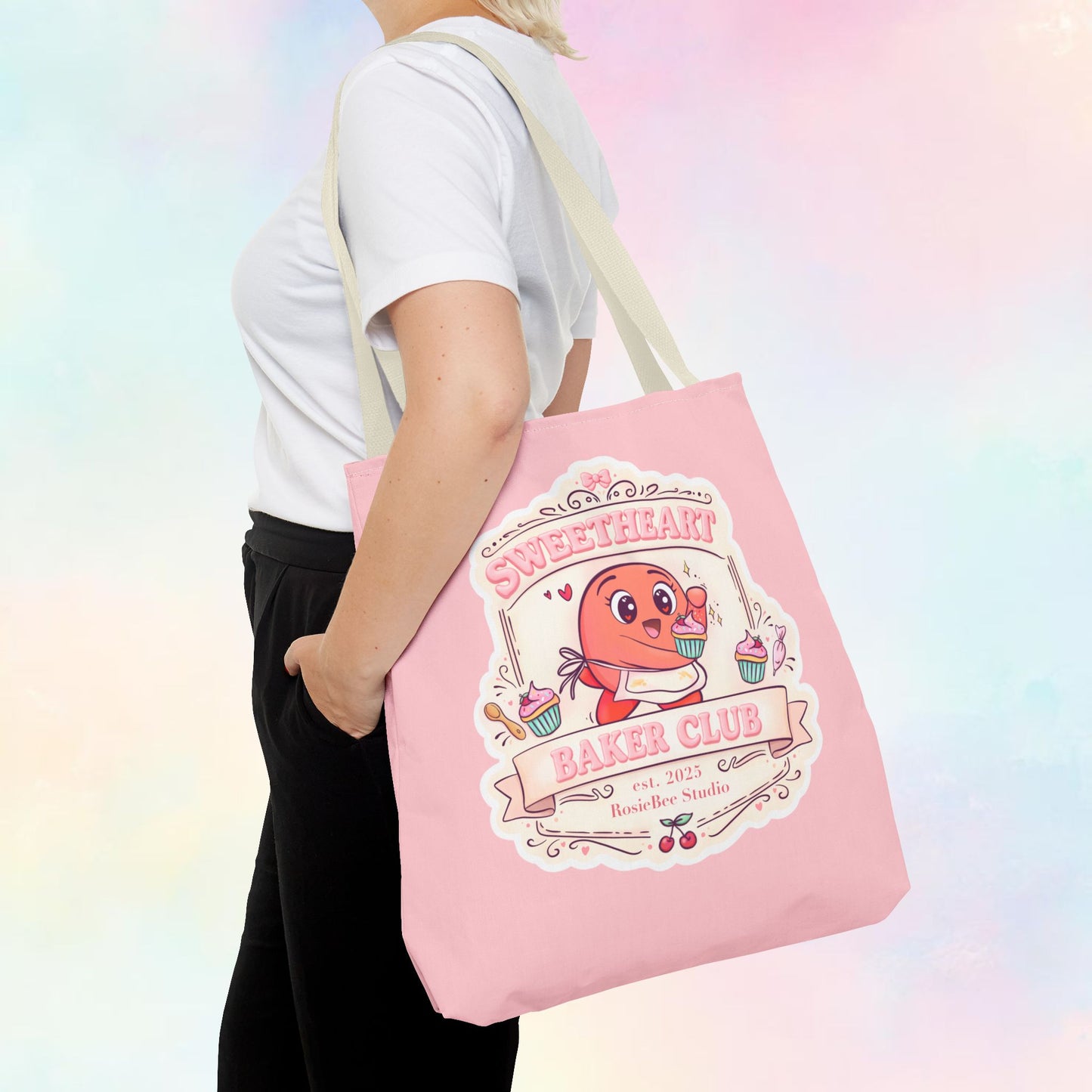 Sweetheart Baker Club Tote Bag – Moji Friends Cosy Café | RosieBee Studio