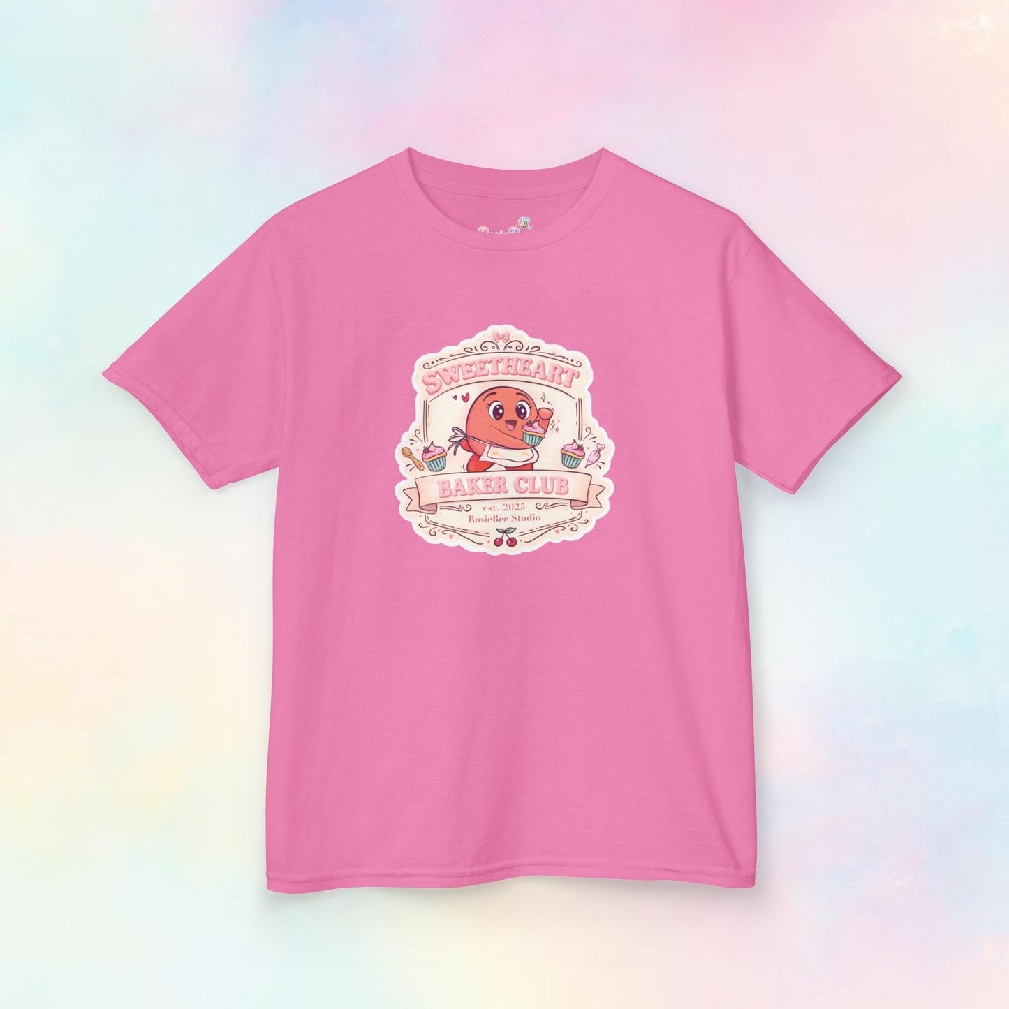 Sweetheart Baker Club Kinder T-shirt – Moji Friends Liefde | Cosy Café Kawaii Kids Tee