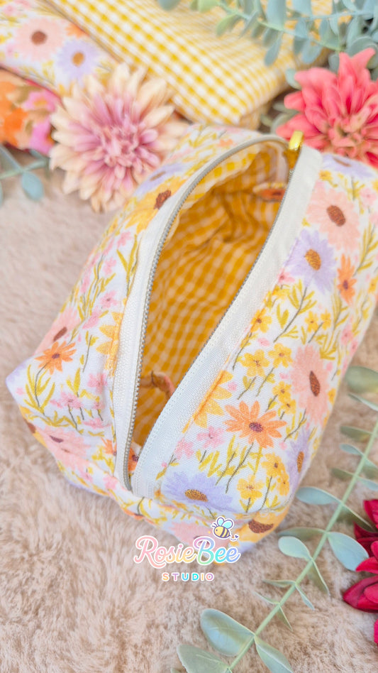 reversible etui golden meadow bloemenprint pastel rosiebee studio 2 in 1 make up tasje