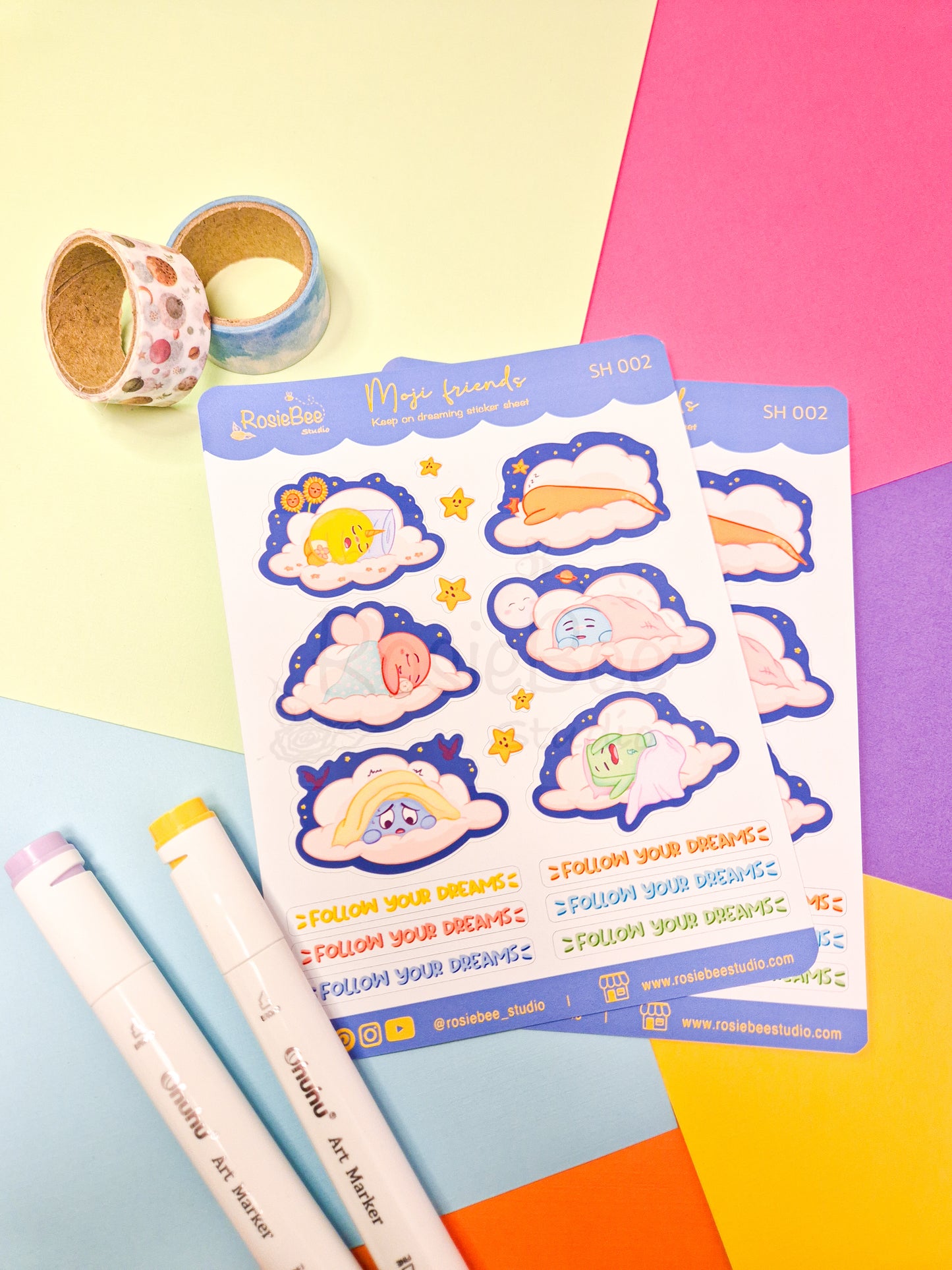 Keep on dreaming B6 Sticker Sheet – Cute Cloudy Moji Friends Mixed Design With Quote | Kawaii Pastel Planner Stickers | SH002