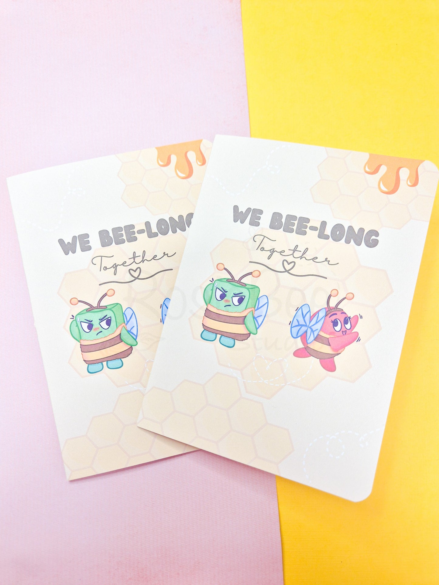 "We Bee-Long Together" Greeting Card - Moji Friends Valentine Collection | Kawaii Bee Costume Characters | GC001